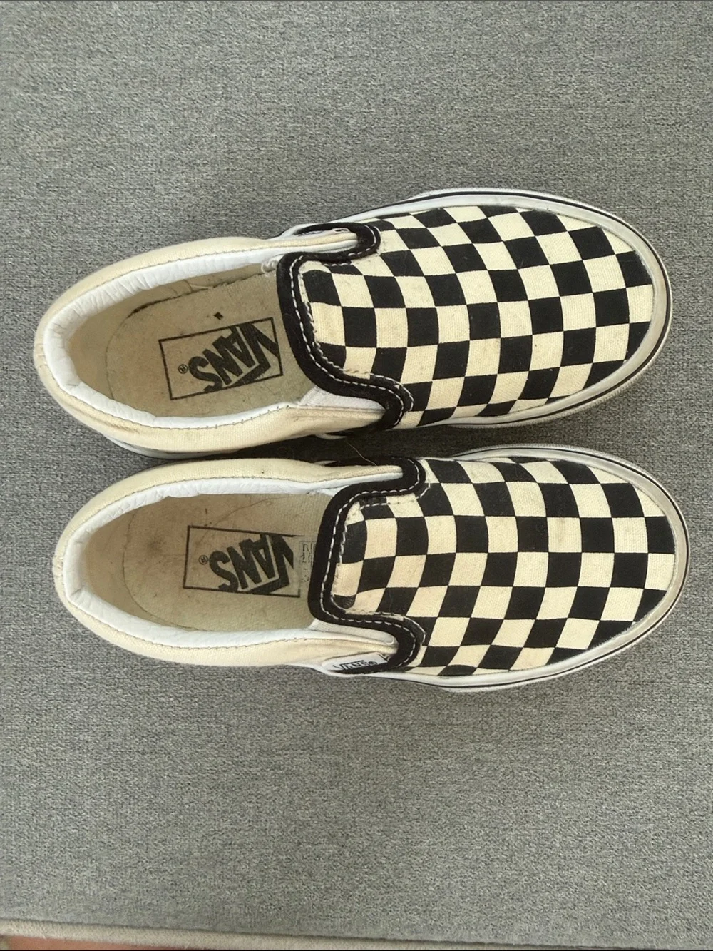 Vans Kids Black and White Checker Slip-On Sneakers